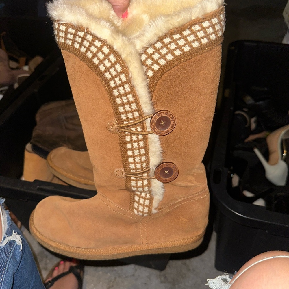 Alpine Design Tan Winter Boots with Button Accents